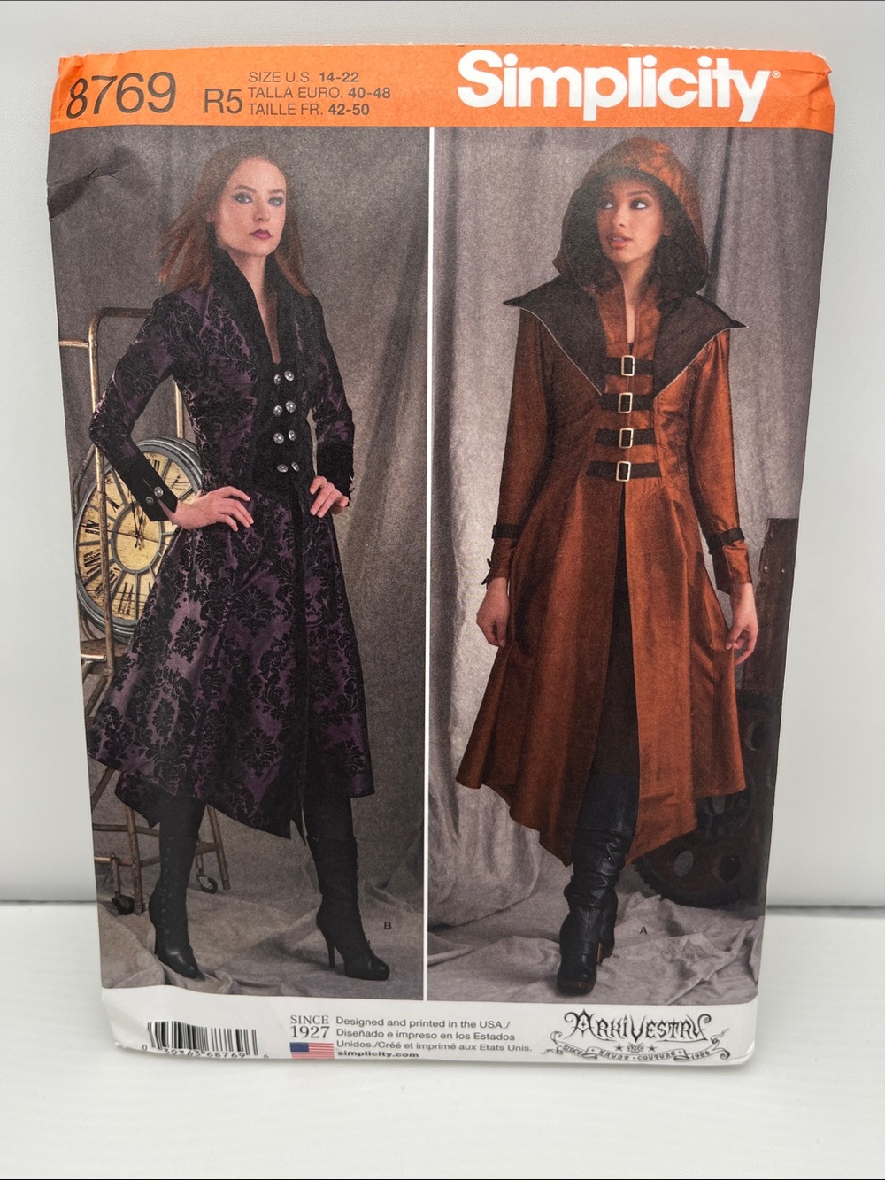 Simplicity Women's Hooded Trench Coat in Brown and Black/Purple - Picture 2 of 5